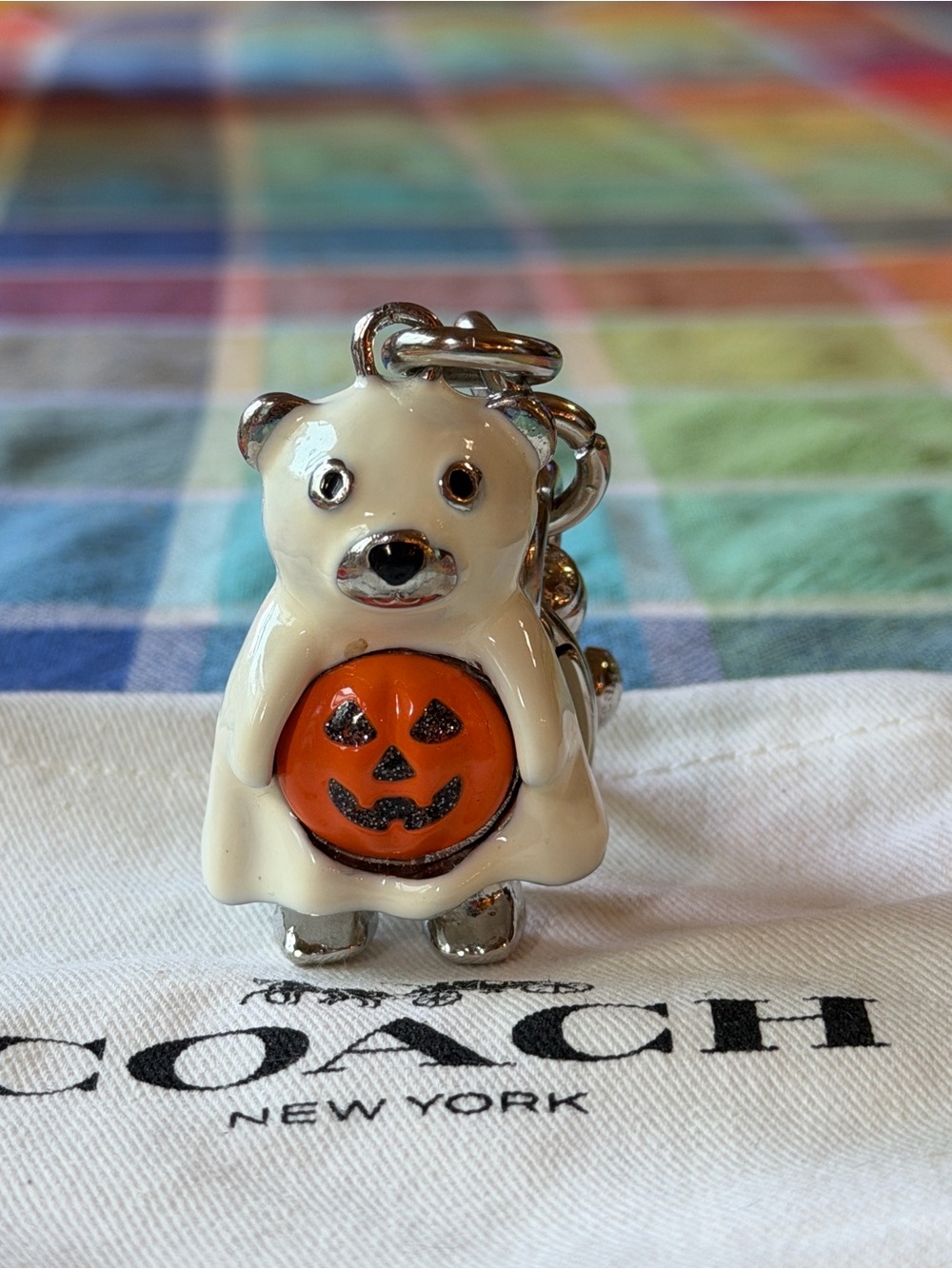 🎃👻🎃 COACH HALLOWEEN GHOST ORANGE PUMPKIN  BAG CHARM👻🎃👻 NWOT 🎃👻🎃